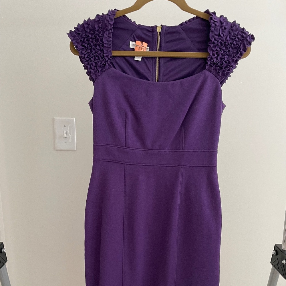 London Times ruffle cap sleeve cocktail dress